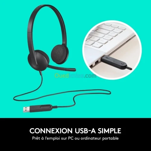 Casque USB LOGITECH H340 ORIGINAL Stéréo avec Micro Rotatif Anti-Parasites