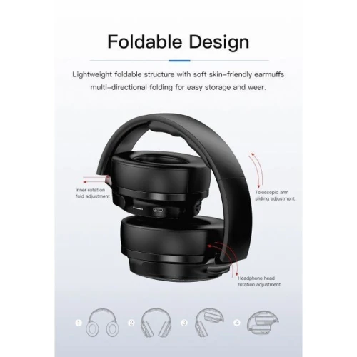 Awei Casque Sans-Fil Bluetooth 5.0 Pliable Ipx5 Awei A780Bl Micro Sd Microphone