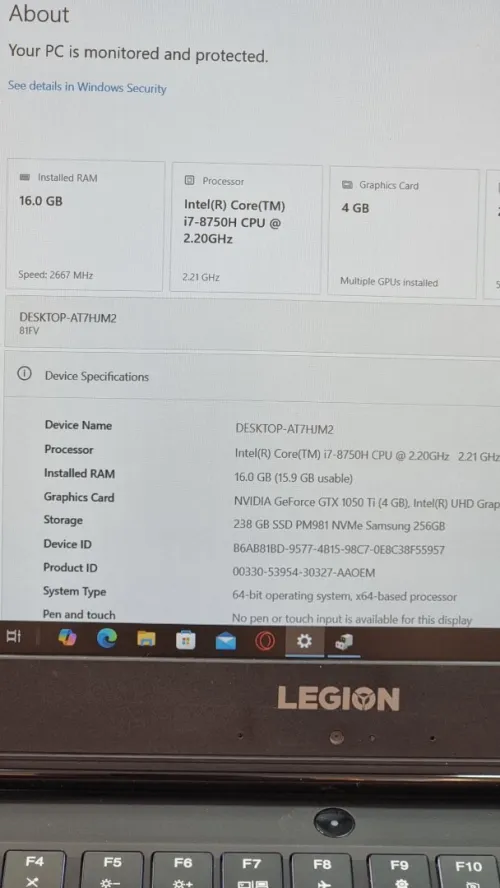 LEGION Y530 I7-8750H 16G-512 GTX 1050Ti