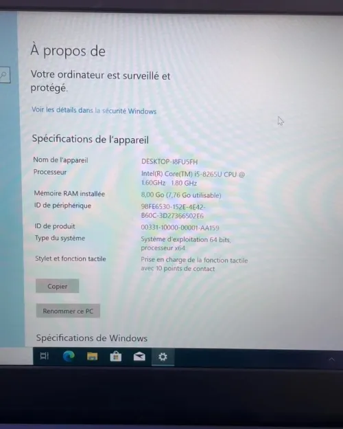 THINKPAD L390 i5 8EME 8G 256SSD 13.3 POUCES ULTRASLIM TACTILE