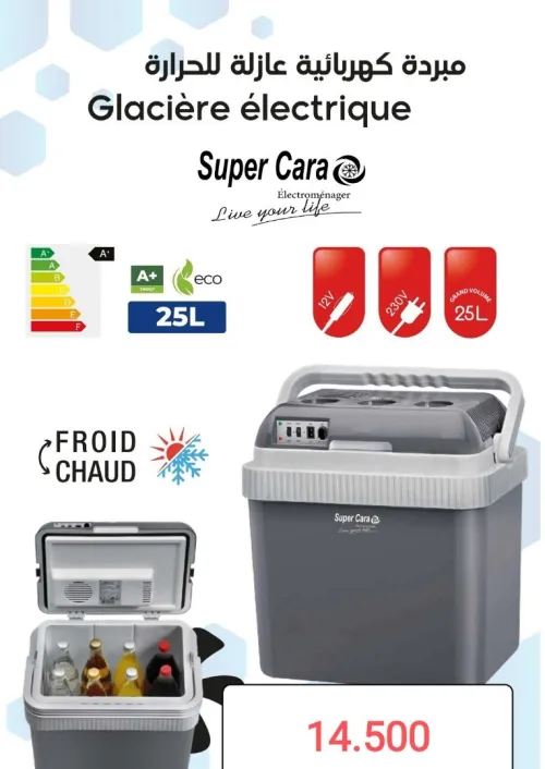 Mini réfrigérateur Glacière électrique chaud et froid SUPER CARA 220V 25L Adaptateur auto 12V