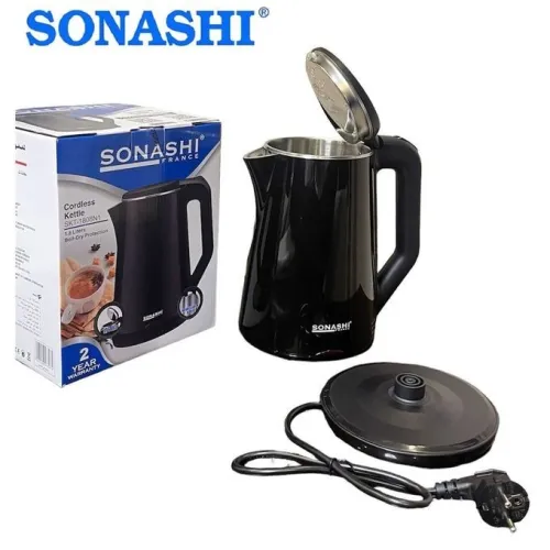 SONASHI Bouilloire électrique Sans Fil En Inox 1.8L - 2200W SKT-1810  Noir/gris