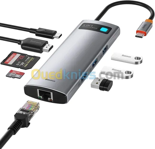 Baseus Hub 8in1 USB-C Docking Station, 4K/60Hz HDMI (WKWG080113)