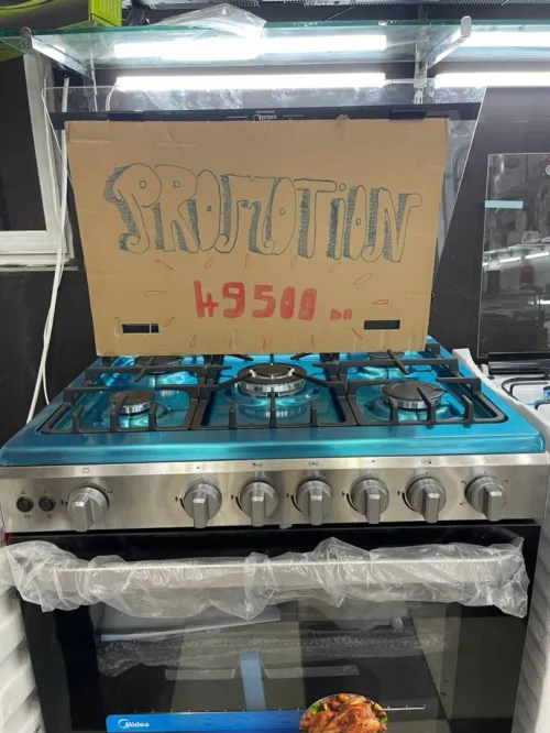 Promotion Cuisiniere midea 5 feux wok inox 80cm ventilé 