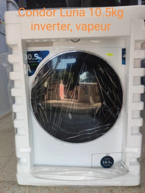 Machine à laver Inverter Vapeur Condor Luna 8 et 10KG , 14 programmes, 1400 TR/M, A+++,