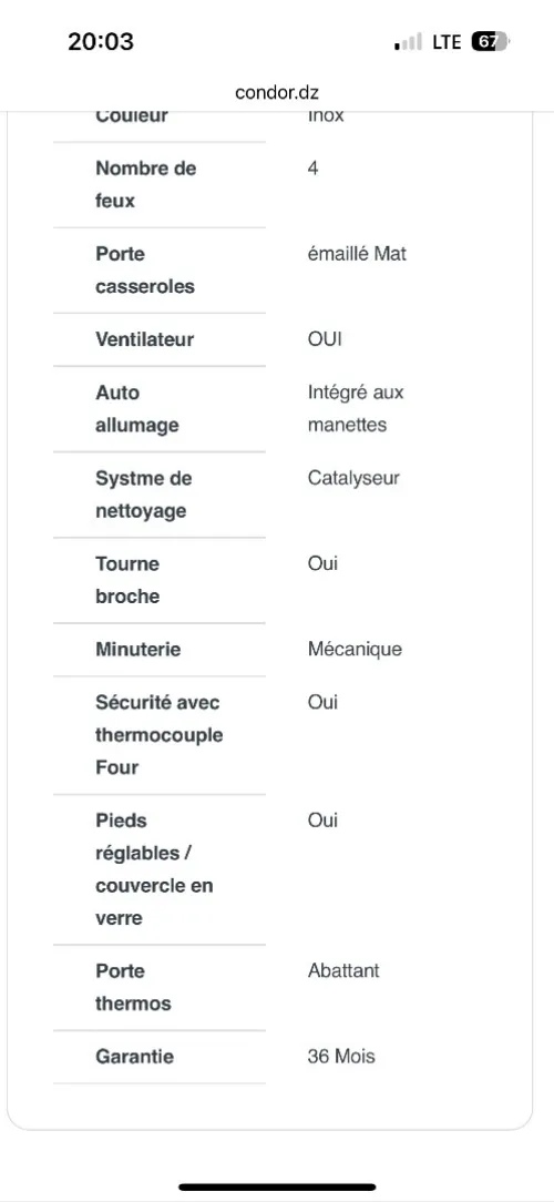 Cuisinière condor raviola 60cm inox ventilé catalyseur