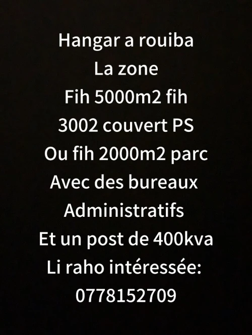 Vente Hangar Alger Rouiba