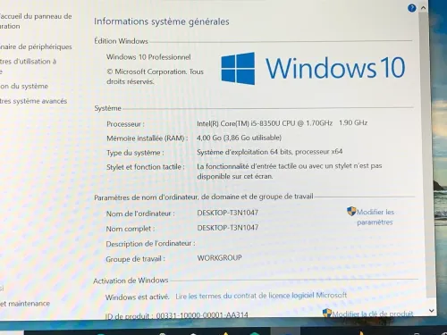DELL LATITUDE 5490 TACTILE / INTEL I5 8EME / 8G / 256 SSD NVME / 14 +CARTABLE
