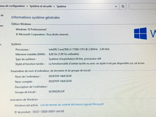 LENOVO THINKPAD E570 / I3 7EME / 8G /128 SSD /15.6 FHD