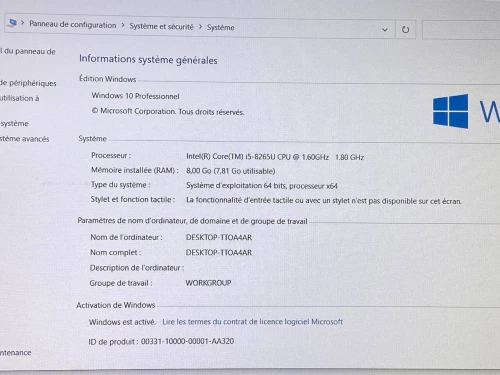 THINKPAD E590 / INTEL I5 8EME / 8G / 512 SSD NVME / 15.6 / FHD