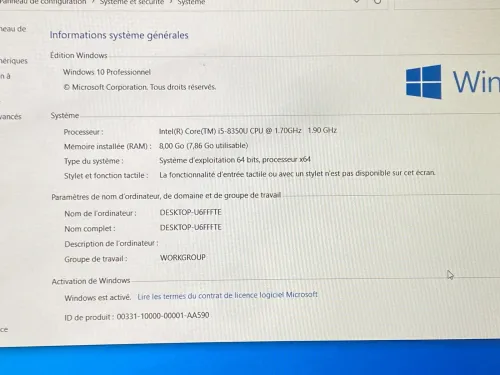 DELL LATITUDE 5590 / INTEL I5 8 EME / 8 G / 256 / 15.6 FHD