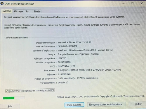 LENOVO THINKPAD E570 / I3 7EME / 8G /128 SSD /15.6 FHD