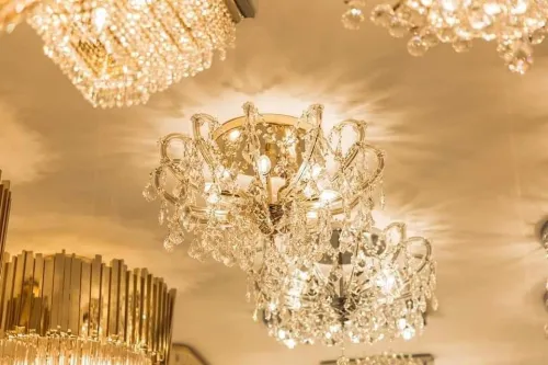 Lustre veilleuse et spot en cristal 