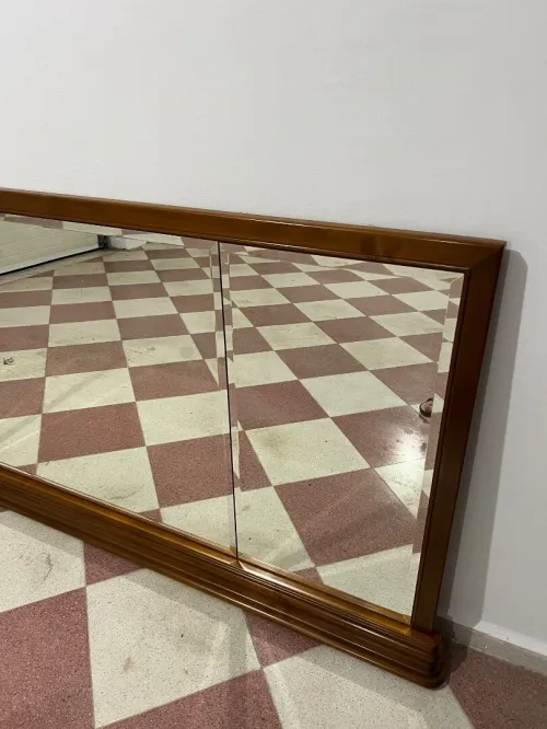 Grand Miroir Bahut En Bois Massif & Verre Biseauté