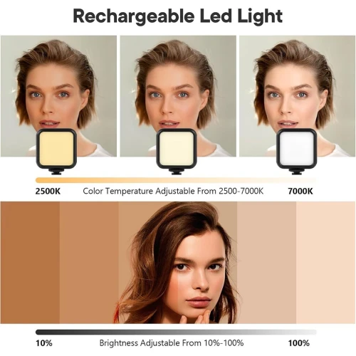 Kit de Vlogging pour smartphone et appareil photo avec microphone et LED RGB