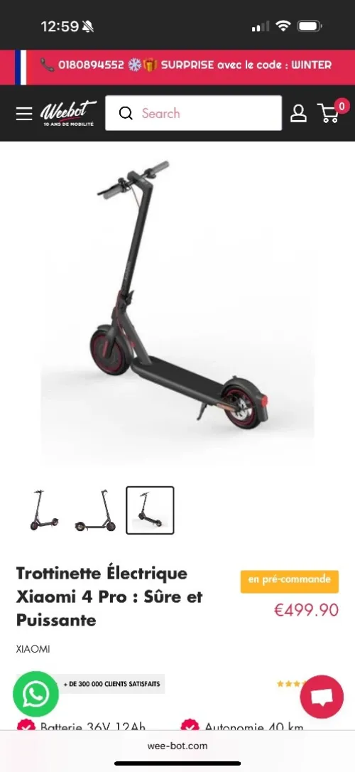 Trottinette électrique, Xiaomi 4 pro
