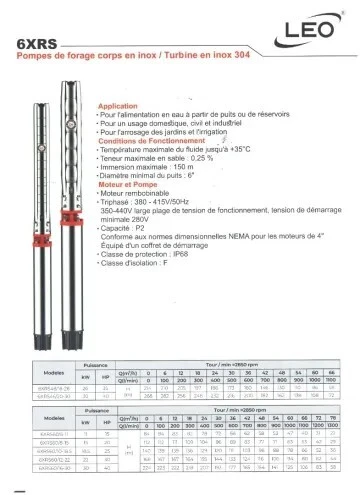 POMPE IMMERGEE LEO (Pompes de puits / Pompes de forage "Corp en inox")
