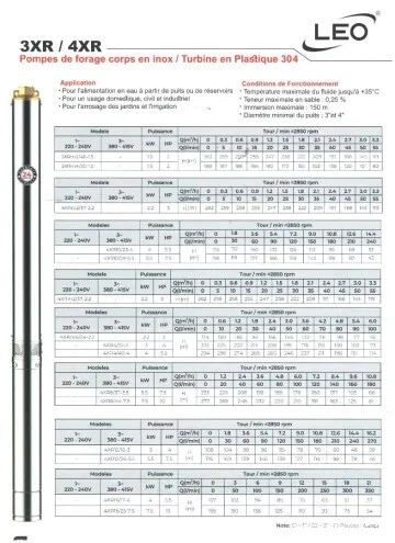 POMPE IMMERGEE LEO (Pompes de puits / Pompes de forage "Corp en inox")