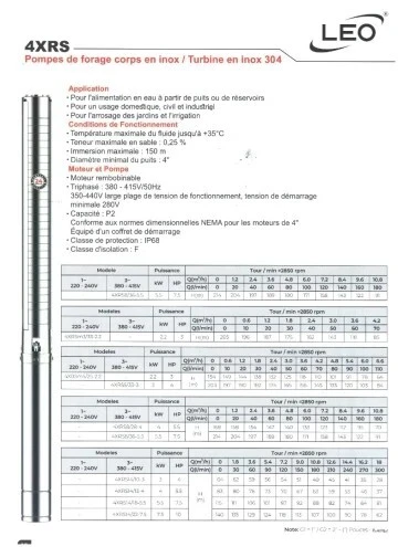 POMPE IMMERGEE LEO (Pompes de puits / Pompes de forage "Corp en inox")