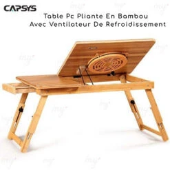Table en Bamboo pour laptop BM92 AVEC REFROIDISSEUR GRAND MODELE