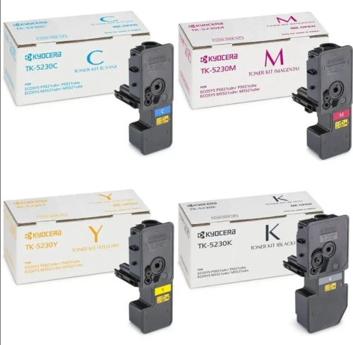 PACK DE TONER KYOCERA TK-5220 TK-5230 NOIR + 03 COULEURS POUR M5521 P5021 COMPATIBLE 