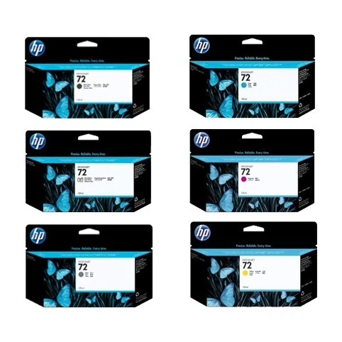 PACK DE CARTOUCHE HP 72 NOIR + 05 COULEUR FOR T610/T620/T770/T790/T795/T1100/ T1120/T1200/T2300 ORIGINAL