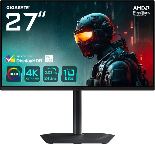 ECRAN AORUS MO27U2 27 QD-OLED 4K 240HZ 0.03MS GTG KVM 1000CD/M FREESYNC/PREMIUM PRO/DISPLAY HDR 400