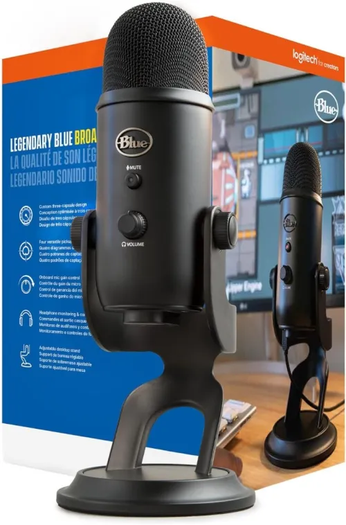 MICROPHONE BLUE YETI BLACKOUT PROFISSIONAL FOR STREAMING / PODCASTING CREATOR 