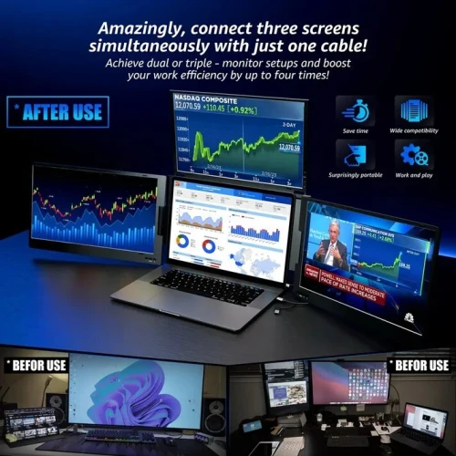 Extension d'Écran Portable Triple Écran 15.6 " Full HD Compatible Windows & MacOS