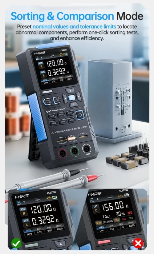 FNIRSI LC1020E Testeur LCR ESR numérique portable haute précision à pont