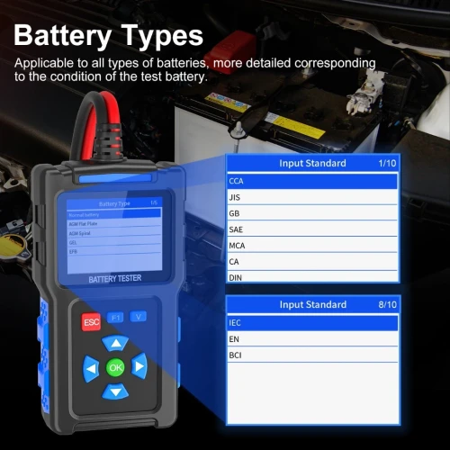 TopDiag BT300 12V 24V testeur de batterie de Moto de voiture outil de Test de chargeur de Moto de véhicule 20 à 2000 CCA analyseur de Test de charge de démarrage automatique