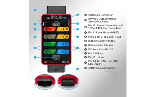 Convertisseur Pour Camions Hwaut 0BD-01 .adaptateur 24 V vers 12 V et boitier De Derivation