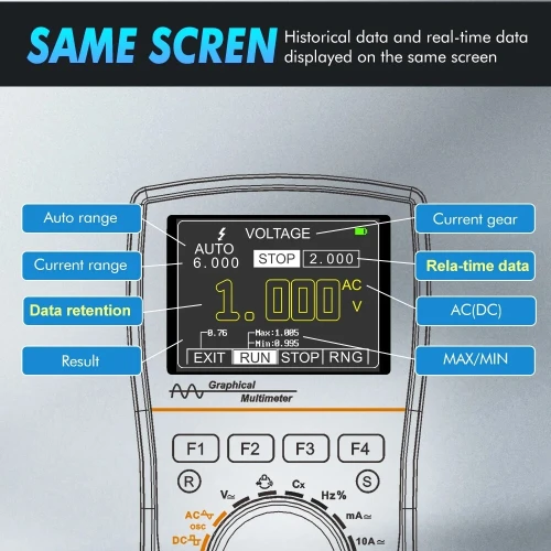 TOOLTOP ET828Pro 50Msp/s 10MHz Oscilloscope numérique portable True RMS pour bricolage électrique voiture révision Oscilloscope multimètre