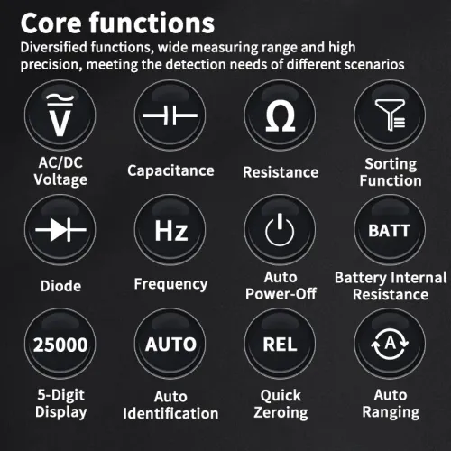 ZOYI ZT-XR1 multimètre True RMS 25000 points avec testeur de résistance interne de batterie 4 fils 1 kHz AC