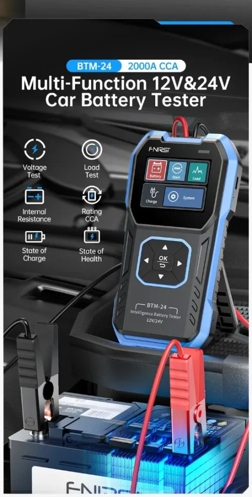FNIRSI BTM-24 2000A CCA Testeur de batterie de voiture multifonction 12V/24V
