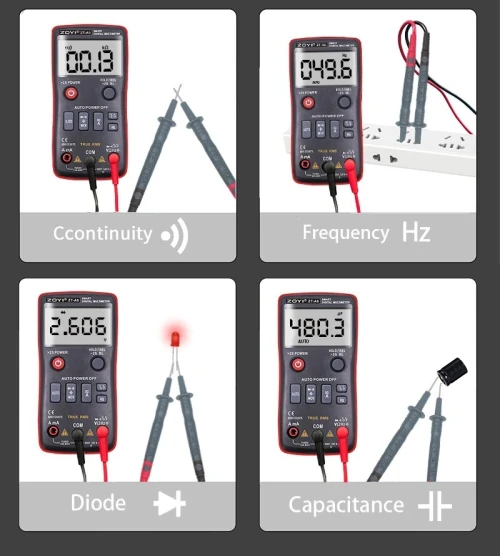 ZOYI ZT-A6 bouton multimètre numérique professionnel AC DC tension courant testeur de résistance avec mesure de température et NCV Fun