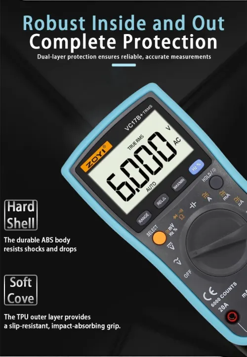 ZOYI ZT-17B+.RF4.17N  est un multimètre électrique connu pour son affichage numérique de haute précision, compteur de capacité pour maison intelligente