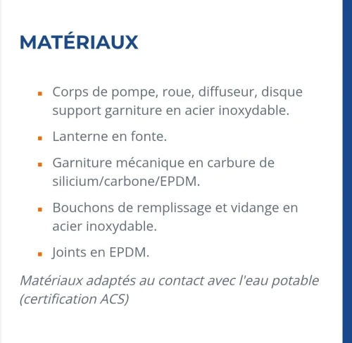 Pompe multicellulaire verticale triphasée avec un moteur de 1,5 kW et des brides ovales en AISI 304.