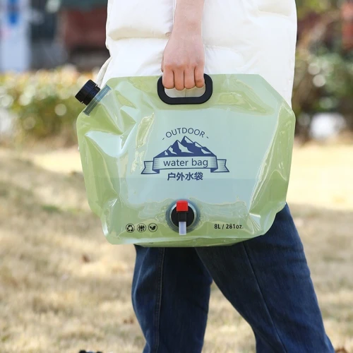 Sac d'eau pliable 8L avec robinet, réservoir portable pour camping, plein air, plage ext