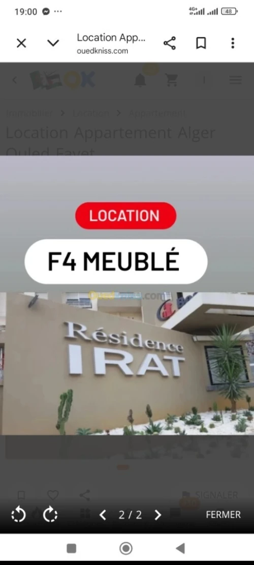 Location Appartement F4 Alger Ouled fayet