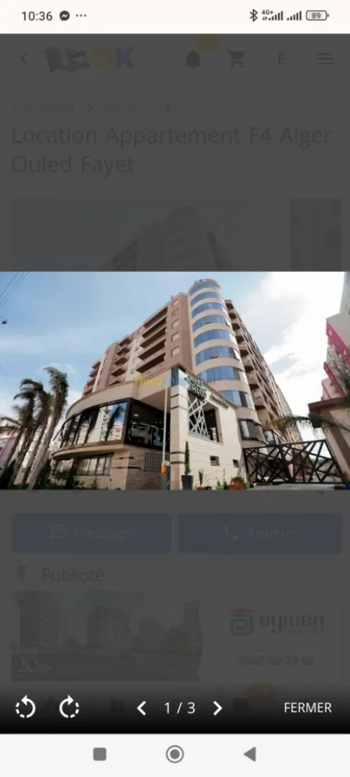 Location Appartement F3 Alger Ouled fayet