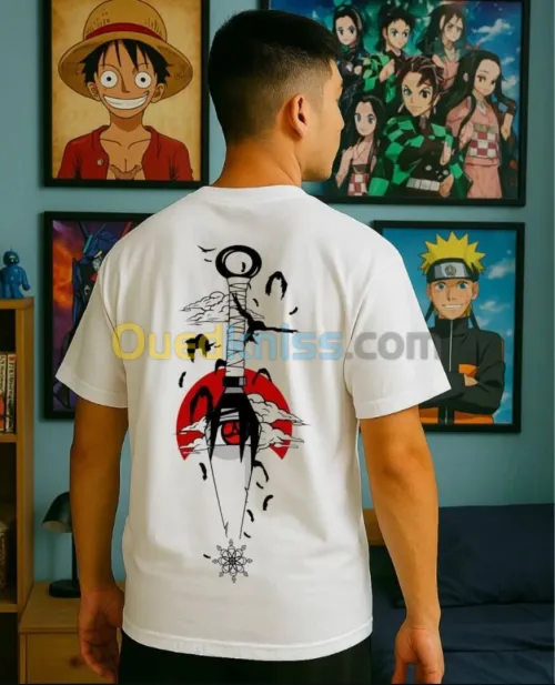 tshirt anime oversize blanc تيشرت إنمي اوفرسايز ابيض 