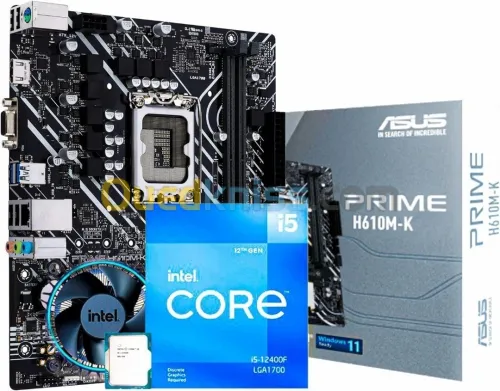 BUNDLE CARTE MERE ASUS PRIME H610M-K DDR5 + CPU i5-12400F