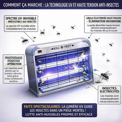 Anti Moustique-insecte-Moustiques & mouches 20W-Néon insectes-Piège à mouche-Lampe UV-الذباب-ناموس