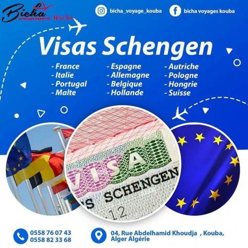 Traitement des dossiers pour les  RDV de visas : Espagne, France, Hollande, Belgique, Italie