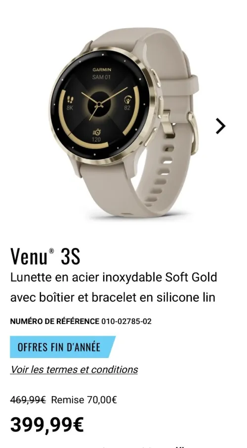 Montre Garmin venu 3s