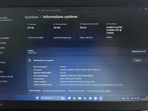 Pc Toshiba x40-e i5 8eme génération 