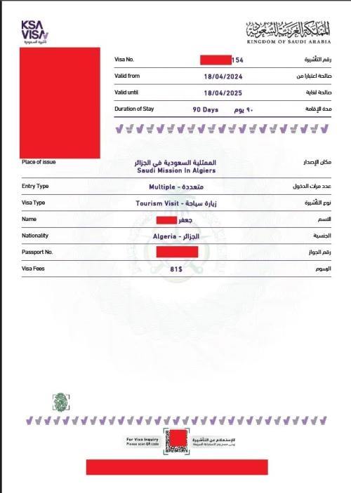VISA SAUDI ARABIA تأشبرة المملكة العربية السعودية