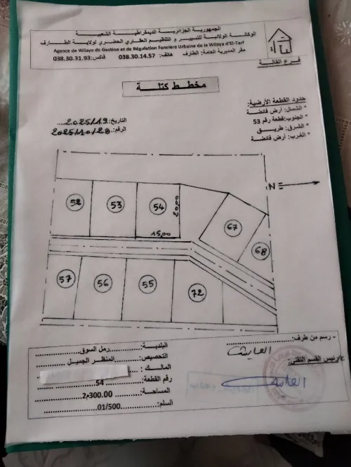 Vente Terrain El Tarf Raml souk souarekh