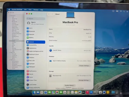 Macbook pro M1 2020 Ram 8go ssd 2to ecran 13,3 Cycle 158 Prix 140,000 da